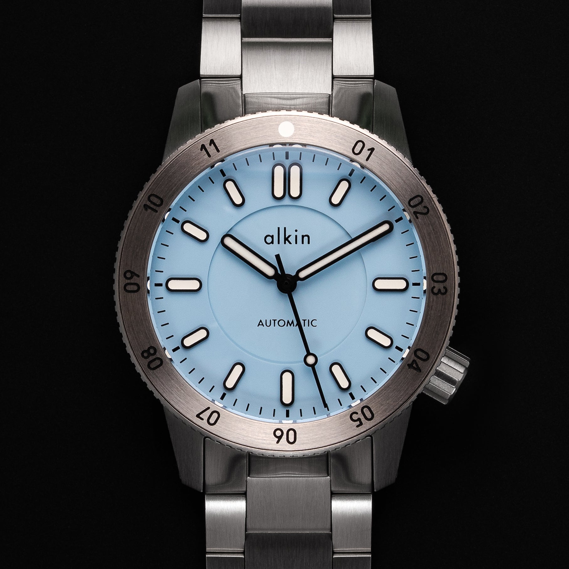 Model Three Dual Time - Powder Blue Dial / SS Case – alkinwatches